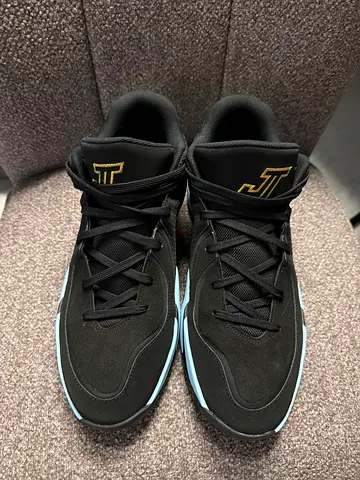 Jordan Brand Tatum 4 black men's sneakers with ice blue sole, size 47.5