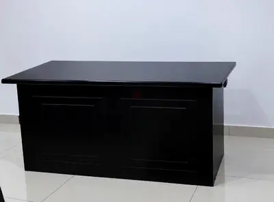 Solid Black Wooden Office Desk / Study Table - Spacious Top
