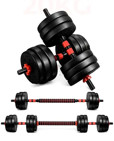 Adjustable Dumbbell Set with Connector Bar — Up to 20kg (Pair)