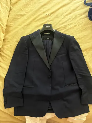 Boggi Milano Men's Navy Blue Tuxedo Jacket with Satin Lapel - Worn Once