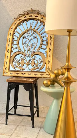 Decorative gold metal wall mirror