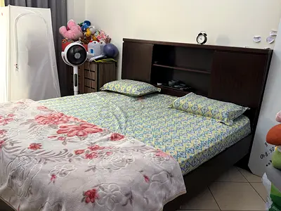 180 * 200 cm king Bed and mattresses wrapped — ready for pickup. Owner had to leave the country