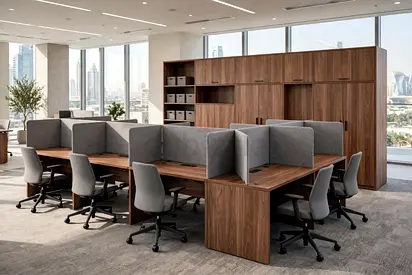 Orselle Workstation Desk Dubai, L Shape Workstation, 6 Seater Workstation Desk – Aether