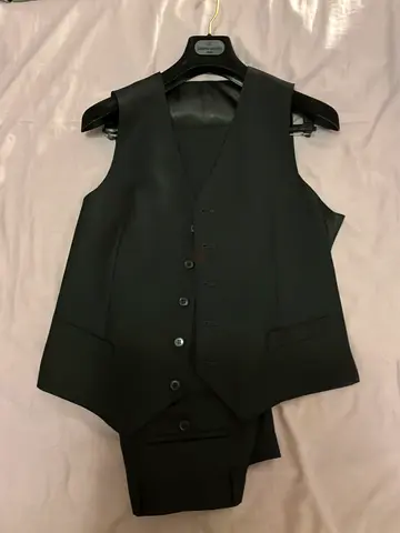 Pierre Cardin- Boy's full black tailored, coat, pant and waistcoat / vest - classic formalwear