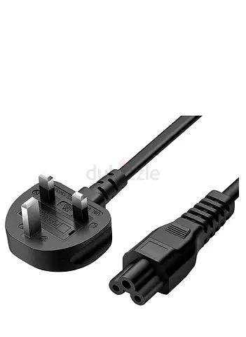 UK Laptop Power Cable 3-Pin to C5 Cloverleaf 1.5m – New