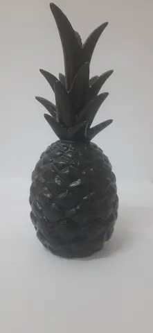 Decorative ceramic pineapple ornament - dark green, small