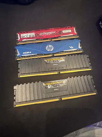 Set of 4 DDR4 RAM sticks — Corsair Vengeance + HP + G.Skill mixed (used)