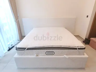 Queen upholstered platform bed frame