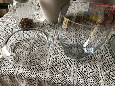 Glass vase and bowl-