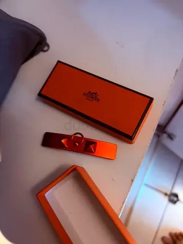 Hermès style orange enamel bracelet with box - preowned