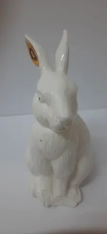 White Ceramic Rabbit Figurine - Decorative Statue