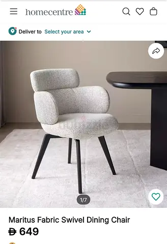 8 Pecies Maritus fabric swivel dining chair - light grey, good condition