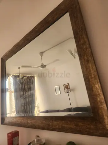 Large Rustic Wooden Framed Wall Mirror - Good Condition