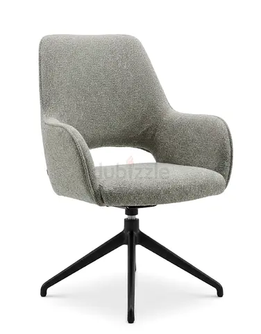 Grey  rotatory chair with fabric upholstery and metal base