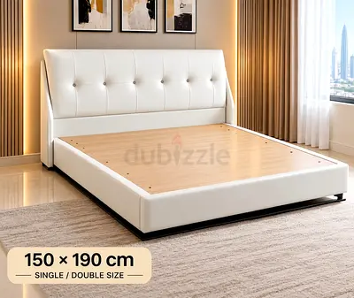 White Upholstered Queen size Bed Frame with Tufted Headboard - 150 x 190 cm