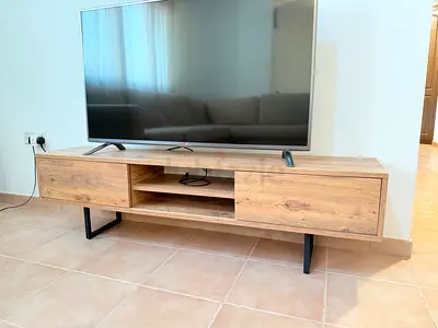 Wooden TV Unit / Entertainment Console with Storage - Light Oak