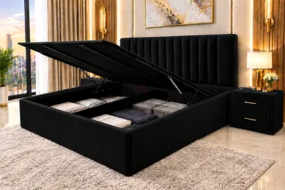 New King Size bed Ottoman hydraulic Storage Bed with Padded Headboard hydraulic bed- luxury king bed
