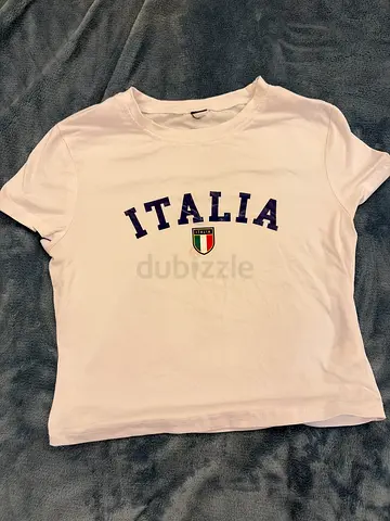 White 'Italia' Graphic T‑Shirt, Casual Cotton Tee