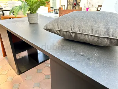 Office table with built in shelves on sides