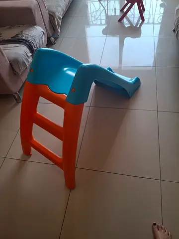 Plastic Baby Feeding/Activity Chair - Blue & Orange, Good Condition