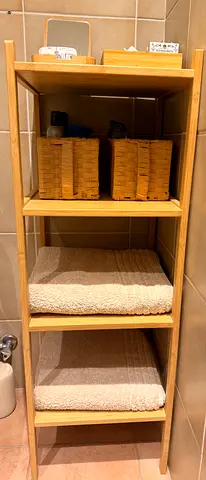Light Bamboo 4-Tier Bathroom Shelf