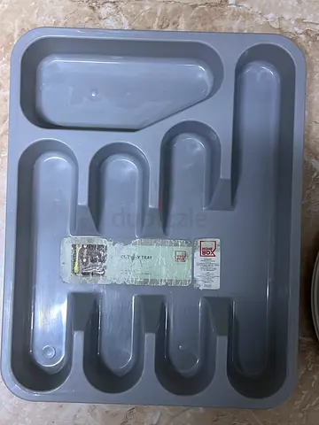 Plastic Cutlery Drawer Organizer Tray - Grey, Used