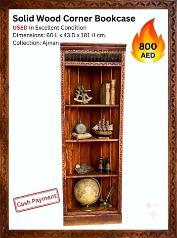 Solid wood corner bookcase