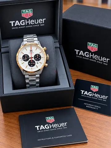 TAG Heuer Carrera Chronograph Stainless Steel & Gold — With Box & Papers