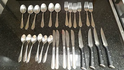 Stainless Steel Cutlery Set with Tefal Kitchen Knives