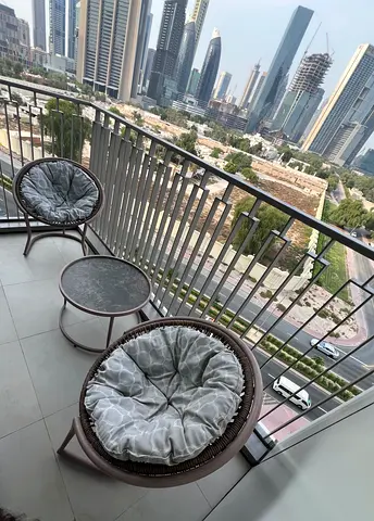 Set of 2 Round Wicker Balcony Chairs with Side Table - Good Condition