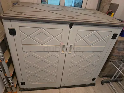 Outdoor storage shed cabinet - 2-door weatherproof plastic organizer