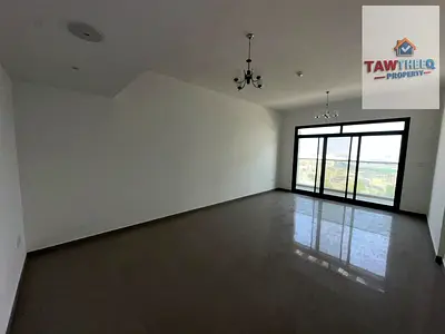 2 bedrooms, living room, 3 bathrooms, and a balcony with a sea view. Located in Al Bustan, on Al Mi