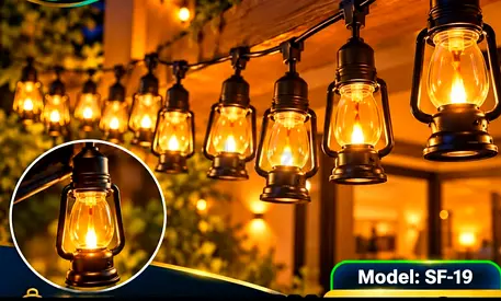 Outdoor Lantern String Lights (Vintage LED Decorative) 5m 10lemp