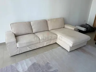 IKEA sofa with chaise longue, KIVIK 4-seat, light beige