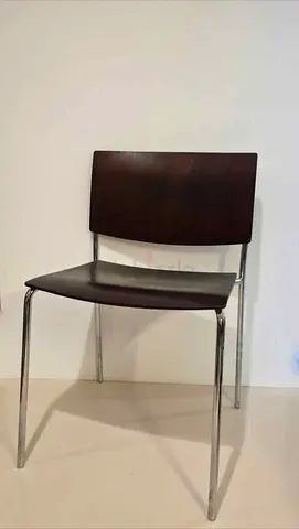 Andreu World Sit Wood Stacking Chairs - Oak and Chrome - 18 Available