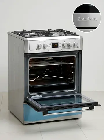 Used freestanding gas cooker with oven - 4 burners, stainless steel