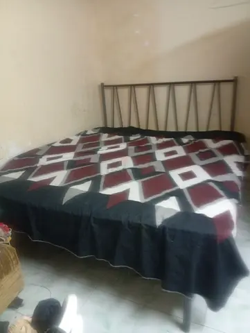 Metal double bed frame with mattress (good condition)
