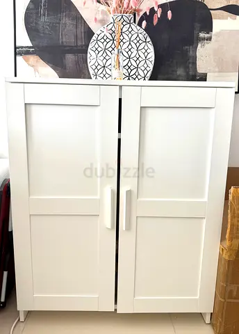 White Two-Door Storage Cabinet / Cupboard - Compact