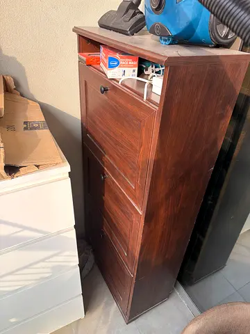 Solid wood tall storage cabinet / wardrobe - good condition
