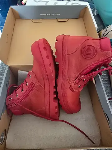 Original Palladium kid Leather Red Boots good wear condition