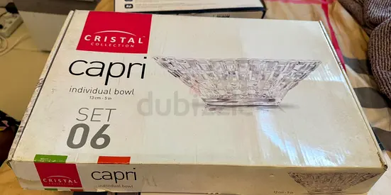 Set of 6 Cristal Capri Individual Glass Bowls — New in Box
