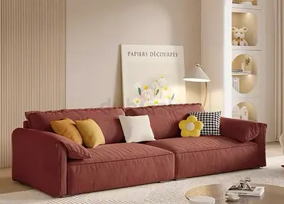 Large 3-Seater Sofa in Burgundy — Comfortable Modern Design