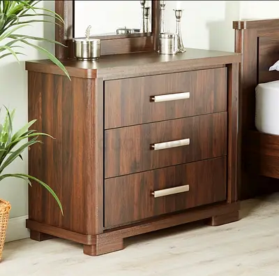 Wooden 3-Drawer Dresser - Dark Walnut Finish ( Without mirror)