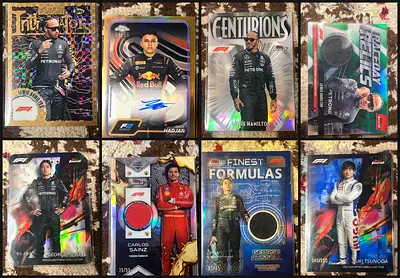 F1 Trading Card Collection — Signed & Relic Cards (Hamilton, Verstappen, Sainz, Russell, Tsunoda)