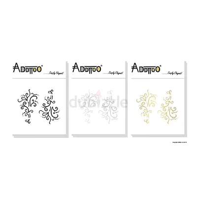 Addtoo Decorative Swirl Stencils, Set of 3 Colours (Black, Silver, Gold)