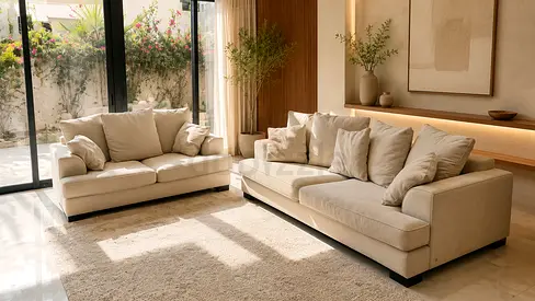 Beige 3-Seater Sofa + 2-Seater Loveseat Set — Good Condition
