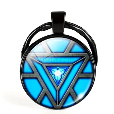 Black Metal Pendant Necklace with Blue Geometric Inlay