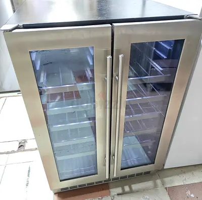 Stainless Steel Double-Door Wine Cooler / Beverage Fridge