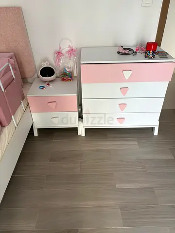 Set of 2 Pink & White Baby Dressers - excellent Condition