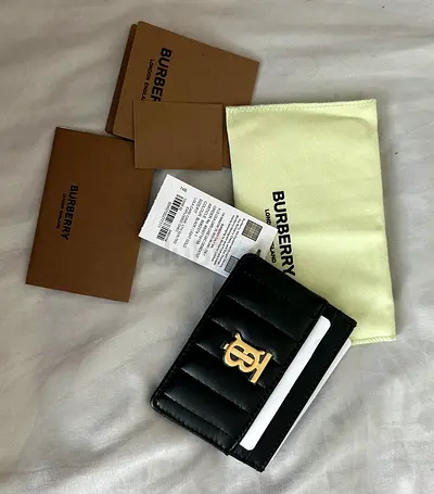 Burberry Lola Logo Card Holder (Black with Gold-tone hardware)